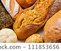 Lots of bread lined up Bakery background material Lots of bread lined up Bakery background material 111853656