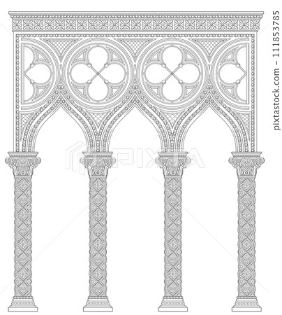 Venetian old gothic architectural arch or gallery 111853785