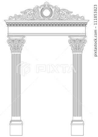 Classical arch with Greek Ionic columns 111853823