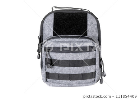 Backpack bag gear protective color khaki, tactical sports equipment isolated on white background Backpack bag gear protective color khaki, tactical sports equipment isolated on white background 111854409
