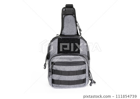 Backpack bag gear protective color khaki, tactical sports equipment isolated on white background Backpack bag gear protective color khaki, tactical sports equipment isolated on white background 111854739