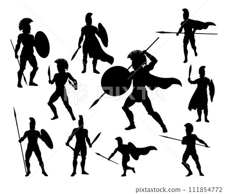 Spartan Silhouette Gladiator Trojan Warrior Set 111854772