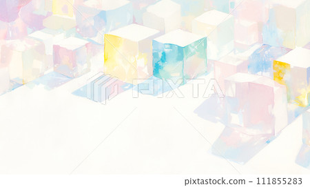 Watercolor illustration background of rectangular parallelepiped with light gradation color "AI generated image" 111855283