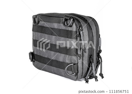 Backpack bag gear protective color khaki, tactical sports equipment isolated on white background Backpack bag gear protective color khaki, tactical sports equipment isolated on white background 111856751