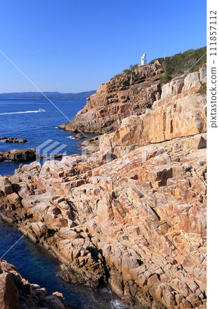 Usubizaki Lighthouse on the cliff, winter (Tosa-Shimizu City, Kochi Prefecture) 111857112