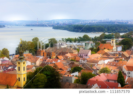 Belgrade, Serbia panoramic view with church, Zemun Belgrade, Serbia panoramic view with church, Zemun 111857570