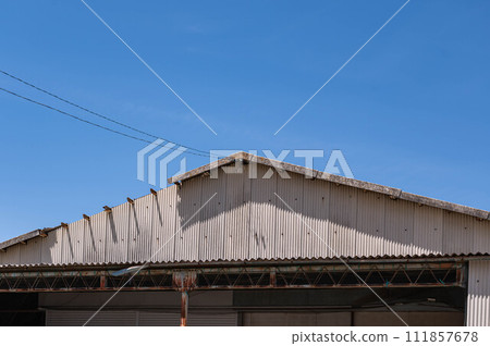 Blue sky and old factory Blue sky and old factory 111857678