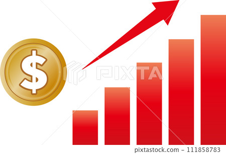 Bar graph rising sales graph arrow dollar high dollar $coin Bar graph rising sales graph arrow dollar high dollar $coin 111858783