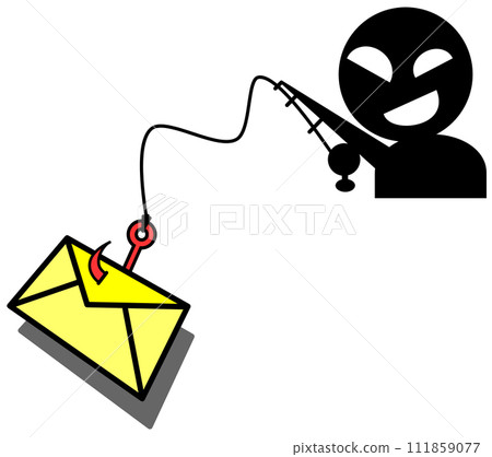 竊取個人資訊、卡片密碼等的網路釣魚電子郵件的插圖。 竊取個人資訊、卡片密碼等的網路釣魚電子郵件的插圖。 111859077