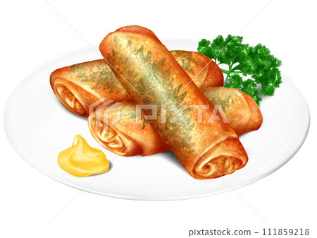 Spring rolls with perilla leaves Spring roll Chinese 111859218