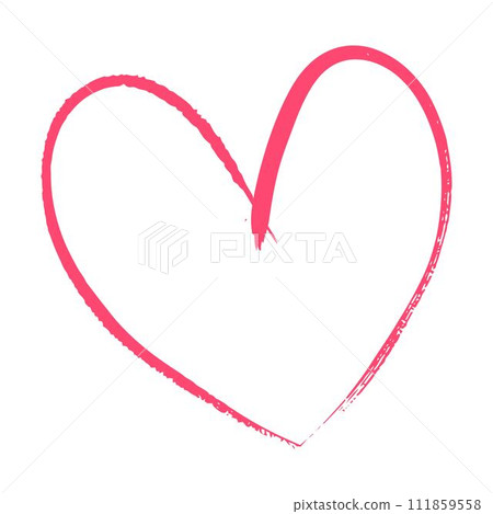 Heart symbol, hand drawn grunge texture love icon for romantic trendy doodle art for decoration element in a glyph pictogram illustration 111859558