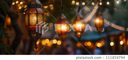Illuminated Islamic Lanterns Garland 111859794