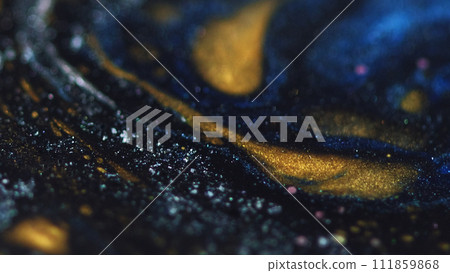 Glitter paint blend marble texture blue golden ink Glitter paint blend marble texture blue golden ink 111859868