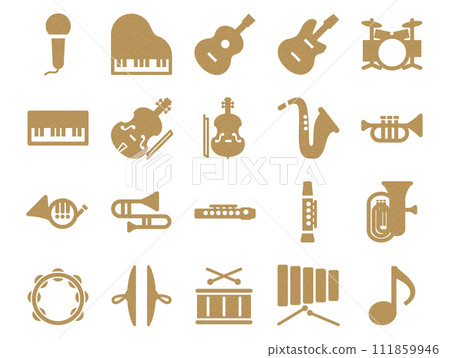 Set of musical instrument icons_cork pattern 111859946