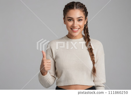 AI-generated content. Positive Woman in Cozy Sweater 111860250