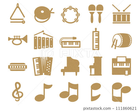 Set of musical instrument icons for children_cork pattern 111860621