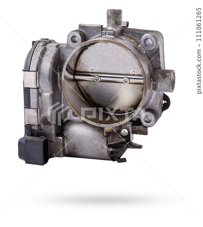 Car part engine throttle valve opened by the gas pedal to supply more air to the engine. Spare parts catalog for vehicles from the junkyard. Car part engine throttle valve opened by the gas pedal to supply more air to the engine. Spare parts catalog for vehicles from the junkyard. 111861265