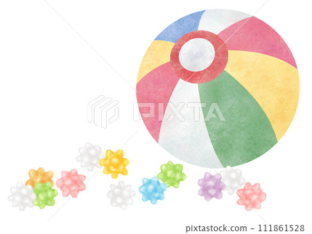 紙氣球和 konpeito 的水彩插圖 紙氣球和 konpeito 的水彩插圖 111861528