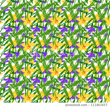 Seamless pattern flowers vector illustration. The repetitive design created continuous flow seamless patterns The seamless pattern flowers concept explored beauty and symbolism floral motifs 111861657