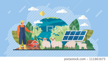 Solar energy vector illustration. Solar energy plays crucial role in achieving sustainable and green future The efficient generation electricity from solar power is innovative solution Solar energy vector illustration. Solar energy plays crucial role in achieving sustainable and green future The efficient generation electricity from solar power is innovative solution 111861673