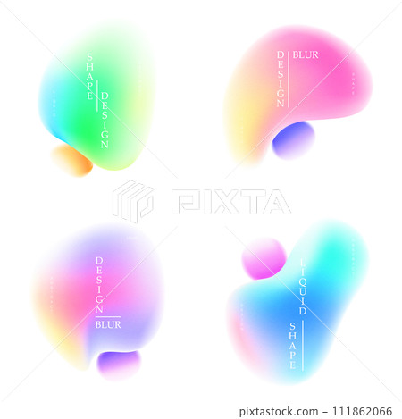 Set of vector blurred shapes or gradient blur element. Soft watercolor palette or abstract gradient fluid element. Colorful background effect blobs. Fluorescent radiant creative backdrop. Glow effect 111862066