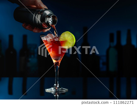 Cocktail Barbados on a black table in a bar. 111862271