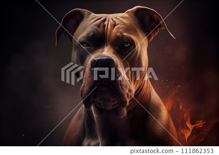 Agressive pitbull terrier 111862353