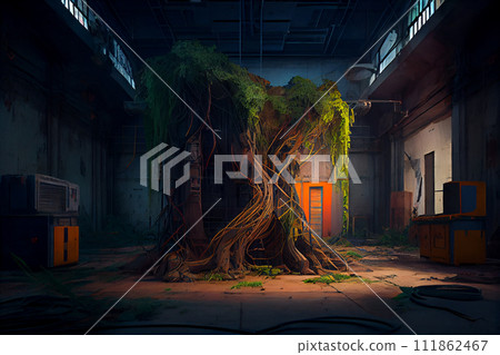 Abandoned metallurgical factory interior and building waiting for a demolition. 111862467