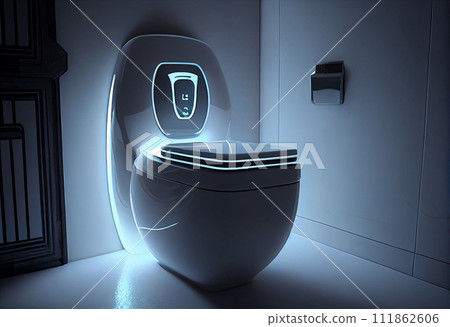 Smart toilet seat cover close-up in the restroom 111862606