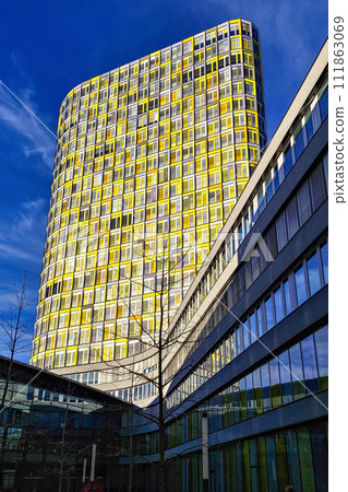 Facade of the headquarters of the ADAC, ADAC-Zentrale at Munich, Germany, Facade of the headquarters of the ADAC, ADAC-Zentrale at Munich, Germany, 111863069