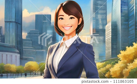 微笑的年輕女商人 111863105