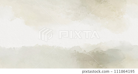 Watercolor art seamless background. Sundial and sage leaf color watercolour texture for cards, flyers, poster, banner. Brushstrokes and splashes. Painted template for design. 111864195
