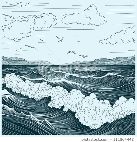 Seascape with seagulls Seascape with seagulls 111864448