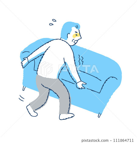 老人試圖抬起沙發 111864711