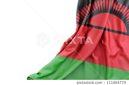 Flag of Malawi with empty space on the left. Isolated. 3D Rendering 111864779