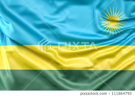 Ruffled Flag of Rwanda. 3D Rendering Ruffled Flag of Rwanda. 3D Rendering 111864795