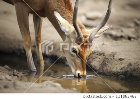 AI-generated content. Impala Drinking Water in Natural Habitat 111865462
