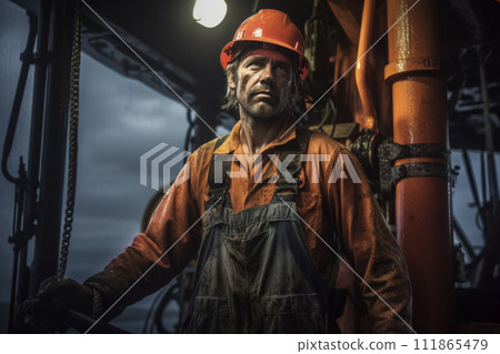 AI-generated content. Oil Rig Worker in Protective Gear 111865479