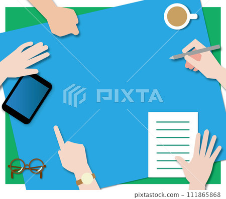 Brainstorming - discussion - business meeting and discussion - illustration set material 111865868
