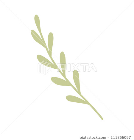 Simple green sprig, ecology or natural element, doodle style flat vector 111866097