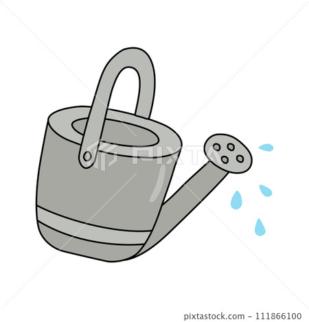Watering can with water drops, spring garden design element, vector Watering can with water drops, spring garden design element, vector 111866100