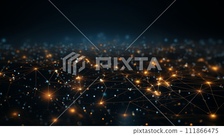 AI-generated content. Abstract network connections with points and lines on dark background 111866475