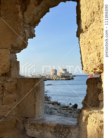 Saint Nicholas Fortress in the historical port of Rhodes 111866890