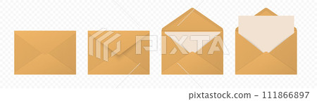 Vector Beige or Brown Envelopes with Blank Letter. Folded, Unfolded Isolated Envelope Set. Design Template. Message, Notification, Mailing, Surprise and Congratulations Concept Vector Beige or Brown Envelopes with Blank Letter. Folded, Unfolded Isolated Envelope Set. Design Template. Message, Notification, Mailing, Surprise and Congratulations Concept 111866897