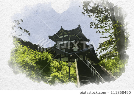 水彩風格越高田高田城三重砲塔新潟縣上越市 111868490