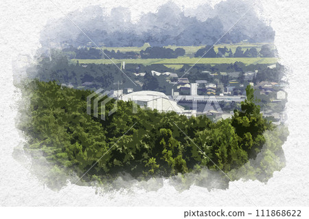 Watercolor style Joetsu city area, white wave area, Joetsu City, Niigata Prefecture 111868622