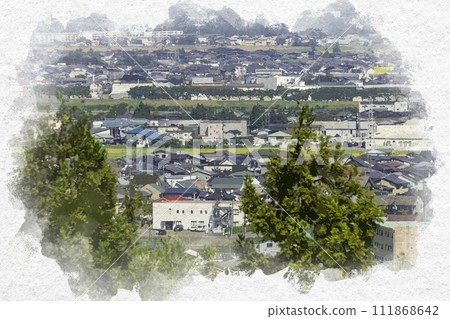 Watercolor style Joetsu city area, Shinkocho area, Joetsu City, Niigata Prefecture Watercolor style Joetsu city area, Shinkocho area, Joetsu City, Niigata Prefecture 111868642