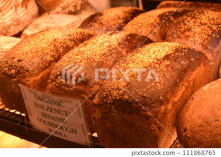 Bread lined up at the store 111868765