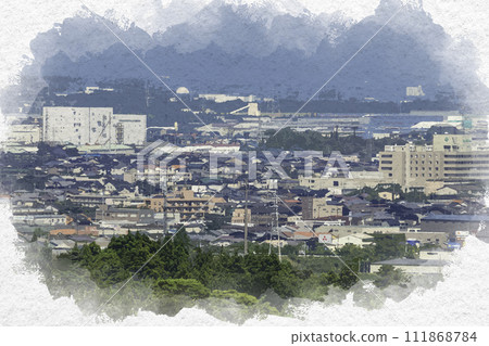 水彩風格上越市地區、新潟縣上越市東雲町地區 水彩風格上越市地區、新潟縣上越市東雲町地區 111868784