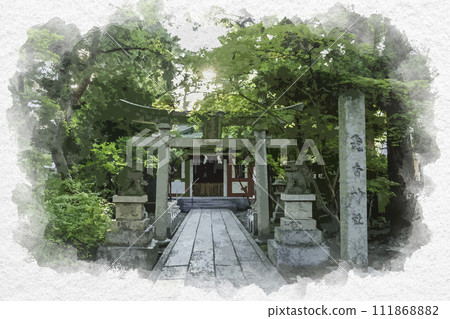 Watercolor painting style Toyama city Hie Shrine Mika Shrine Toyama City, Toyama Prefecture 111868882